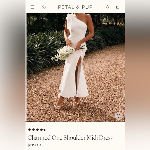 Petal & Pup White One-Shoulder Midi Dress with Bow and Side Slit - Picture 10 of 14